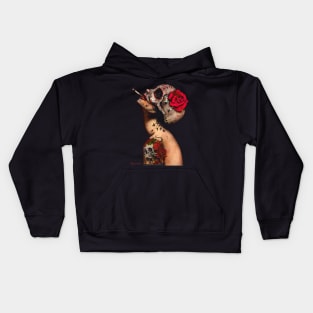 Sad girl with smoke Kids Hoodie